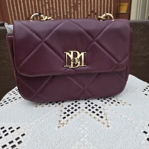 Badgley Mischka Elegant Plum Diamond Quilted Bag